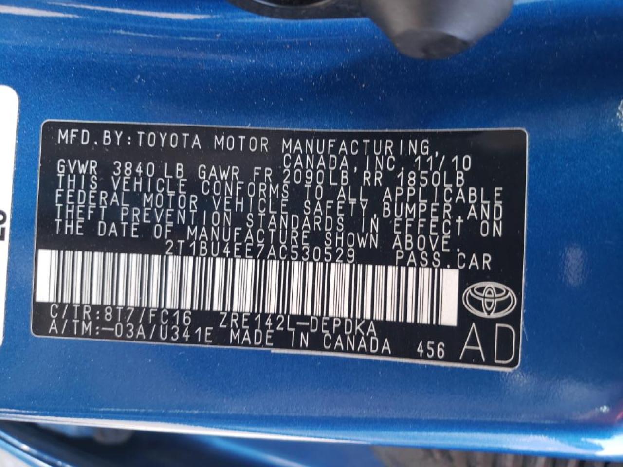 Photo 10 from auction – 2010 TOYOTA COROLLA BA with VIN 2T1BU4EE7AC530529