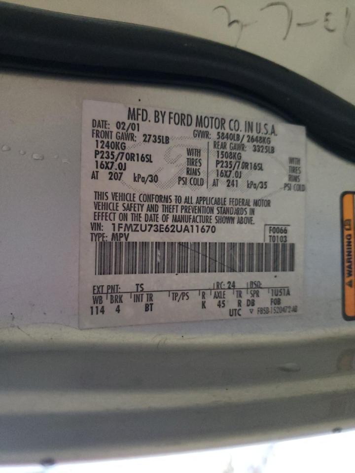 Photo 10 from auction – 2002 FORD EXPLORER X with VIN 1FMZU73E62UA11670