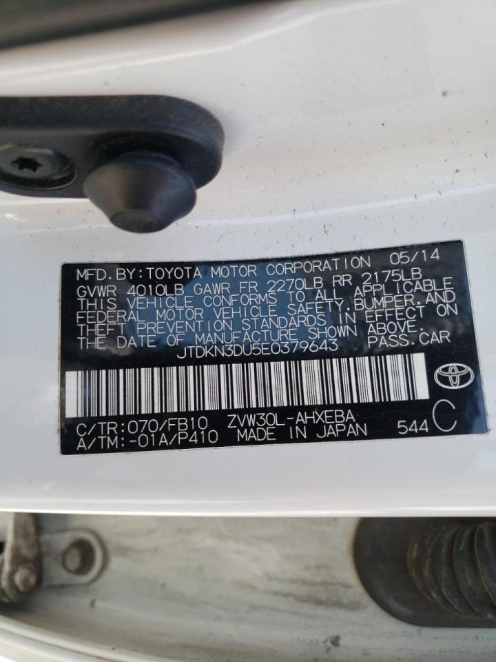 Photo 10 from auction – 2014 TOYOTA PRIUS with VIN JTDKN3DU5E0379643