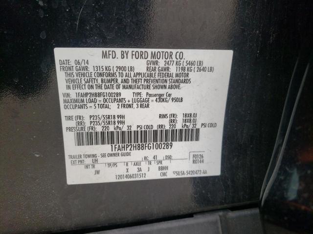 Photo 10 from auction – 2015 FORD TAURUS SEL with VIN 1FAHP2H88FG100289