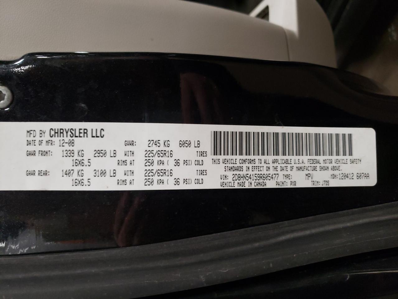 Zdjęcie 10 z aukcji – 2009 DODGE GRAND CARA z VIN 2D8HN54159R605477
