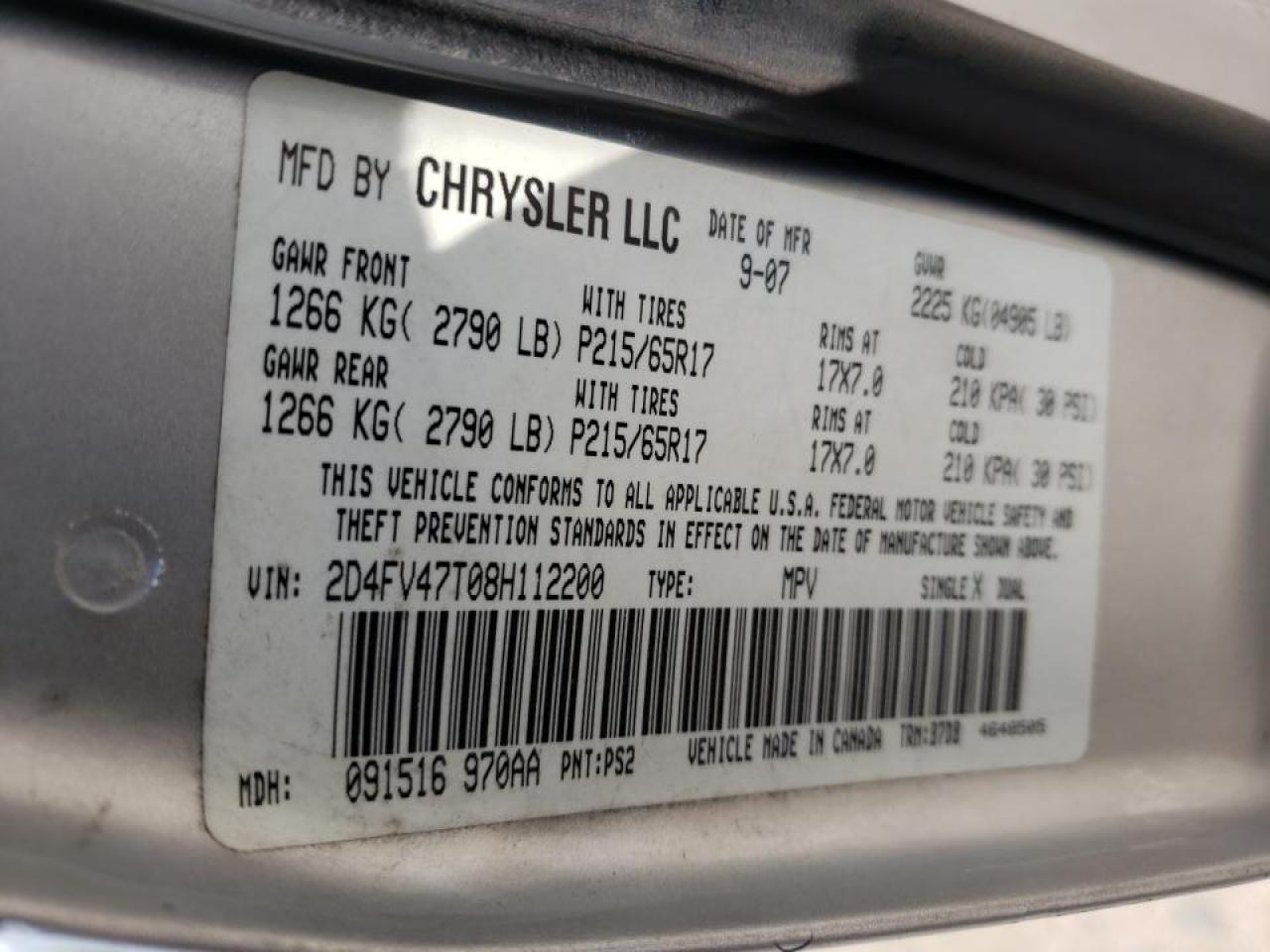 Photo 10 from auction – 2008 DODGE MAGNUM with VIN 2D4FV47T08H112200