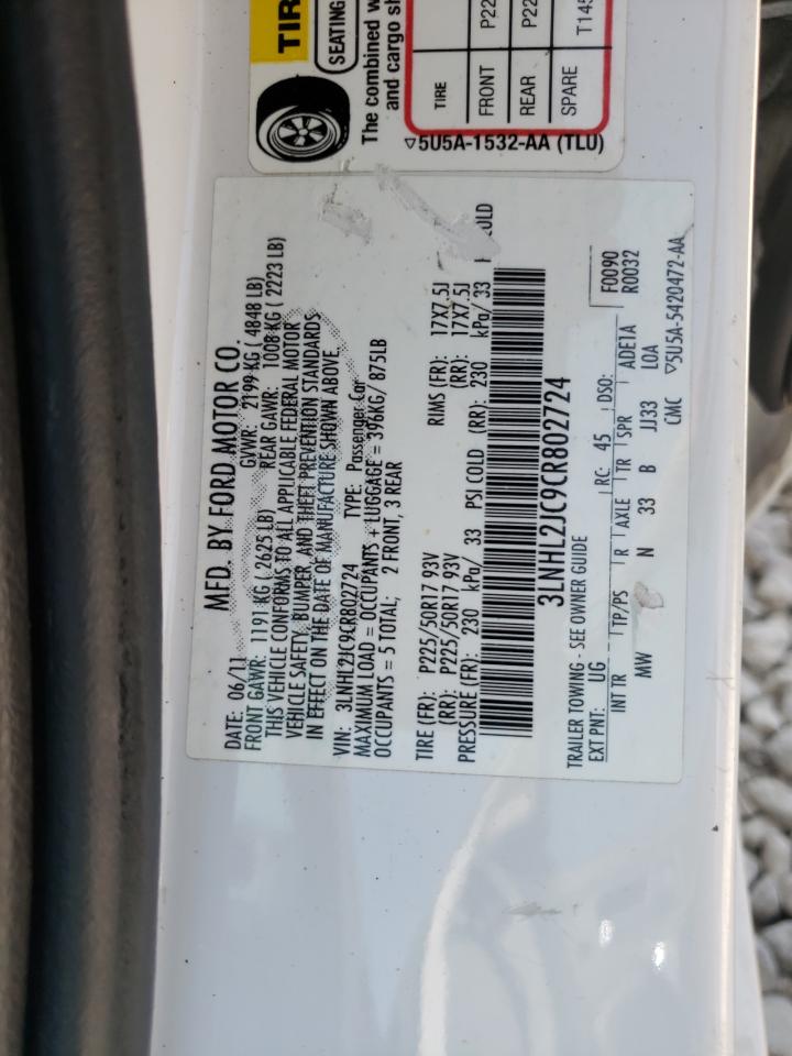 Photo 10 from auction – 2012 LINCOLN MKZ with VIN 3LNHL2JC9CR802724