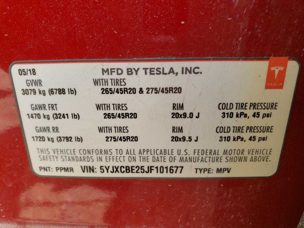 Photo 10 from auction – 2018 TESLA MODEL X with VIN 5YJXCBE25JF101677