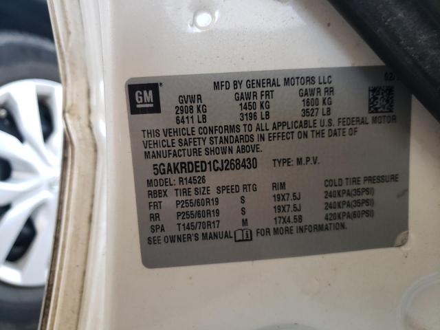 Photo 10 from auction – 2012 BUICK ENCLAVE with VIN 5GAKRDED1CJ268430