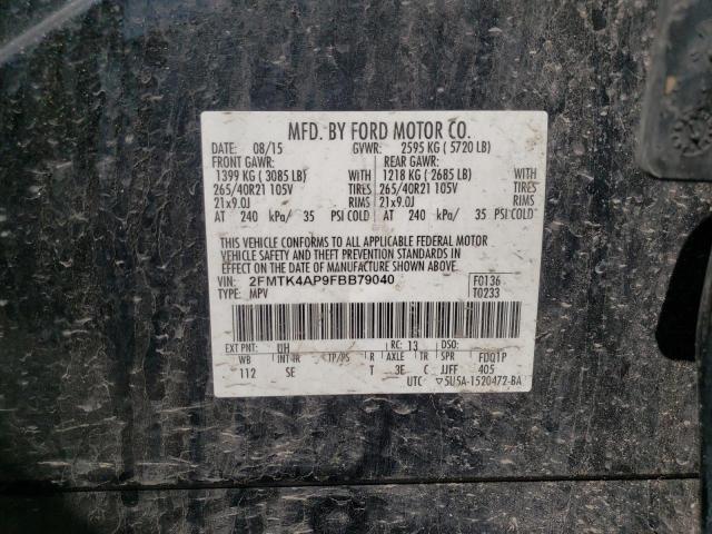 Photo 10 from auction – 2015 FORD EDGE SPORT with VIN 2FMTK4AP9FBB79040