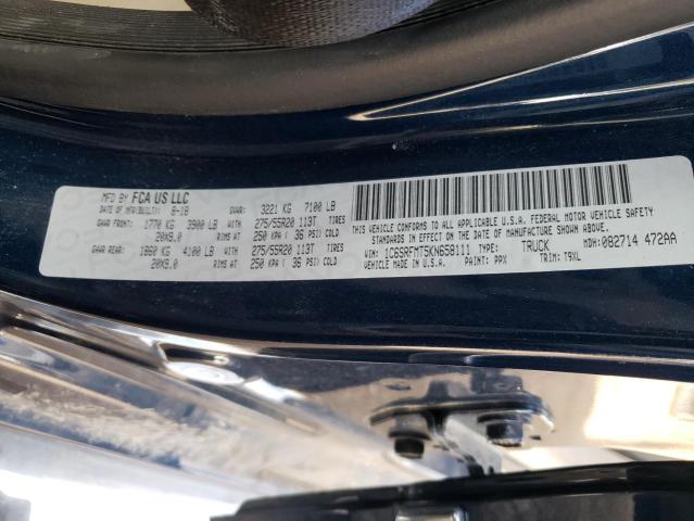Photo 10 from auction – 2019 RAM 1500 BIG H with VIN 1C6SRFMT5KN658111
