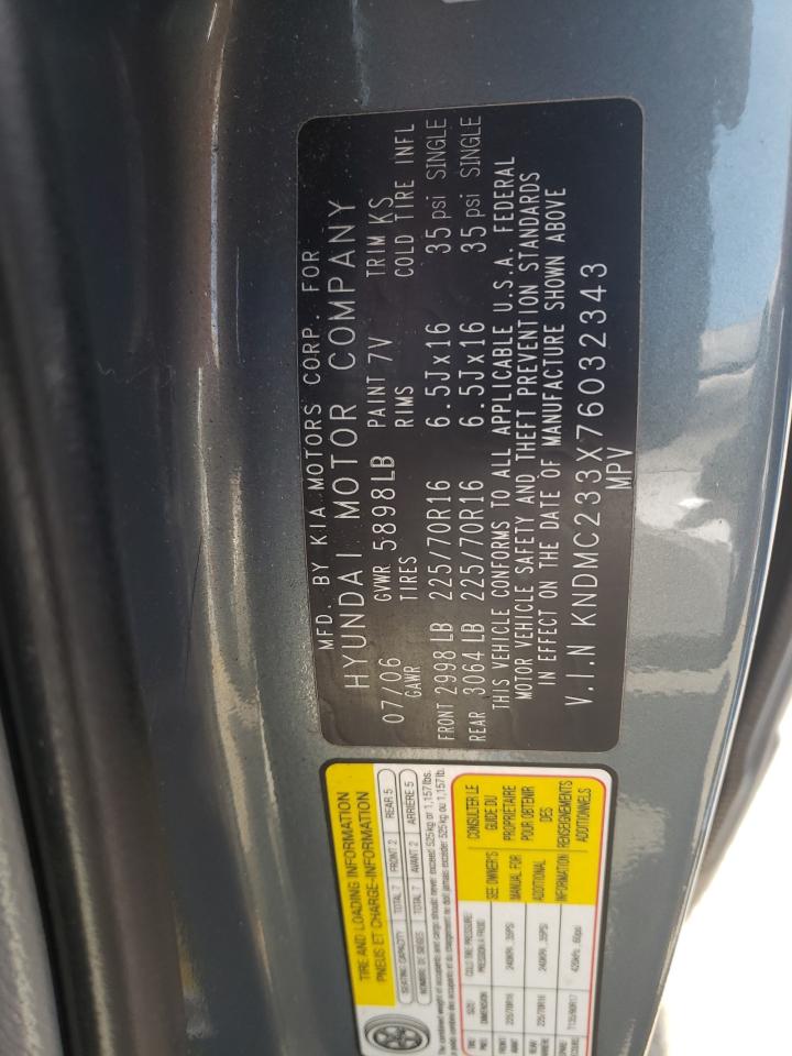 Photo 10 from auction – 2007 HYUNDAI ENTOURAGE with VIN KNDMC233X76032343