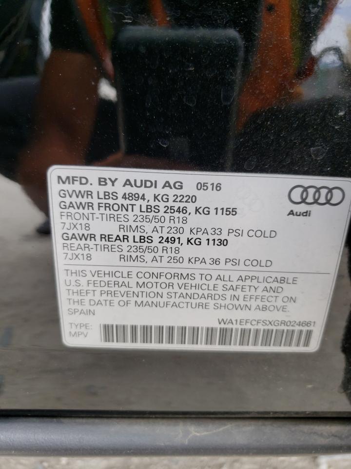 Photo 10 from auction – 2016 AUDI Q3 PREMIUM with VIN WA1EFCFSXGR024661