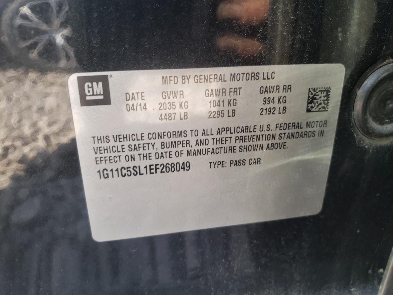 Photo 10 from auction – 2014 CHEVROLET MALIBU 1LT with VIN 1G11C5SL1EF268049