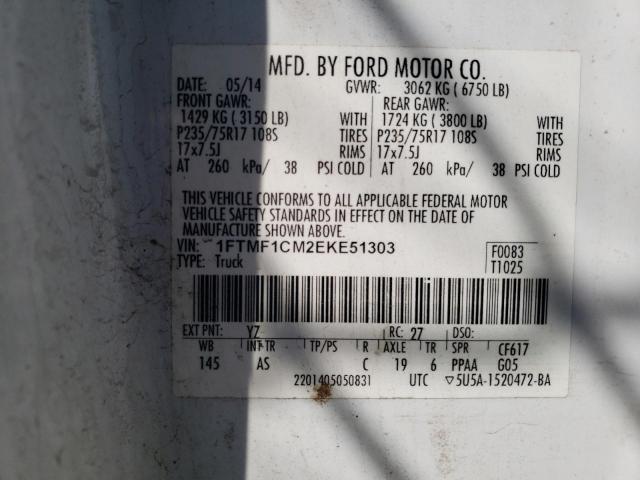 Photo 10 from auction – 2014 FORD F150 with VIN 1FTMF1CM2EKE51303