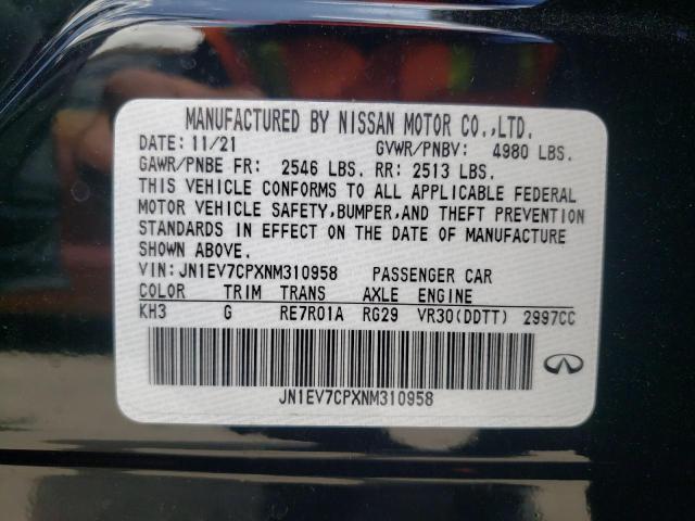 Photo 10 from auction – 2022 INFINITI Q50 SENSOR with VIN JN1EV7CPXNM310958