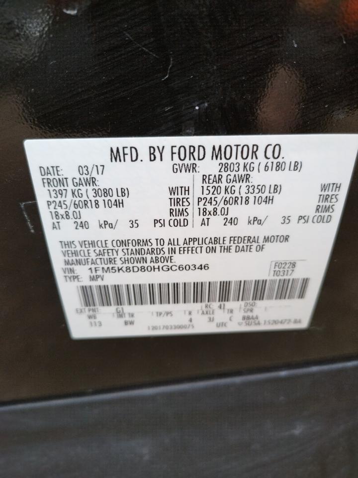 Photo 10 from auction – 2017 FORD EXPLORER X with VIN 1FM5K8D80HGC60346
