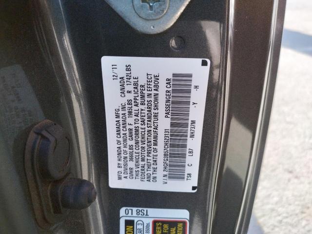 Photo 10 from auction – 2012 HONDA CIVIC LX with VIN 2HGFG3B57CH523131