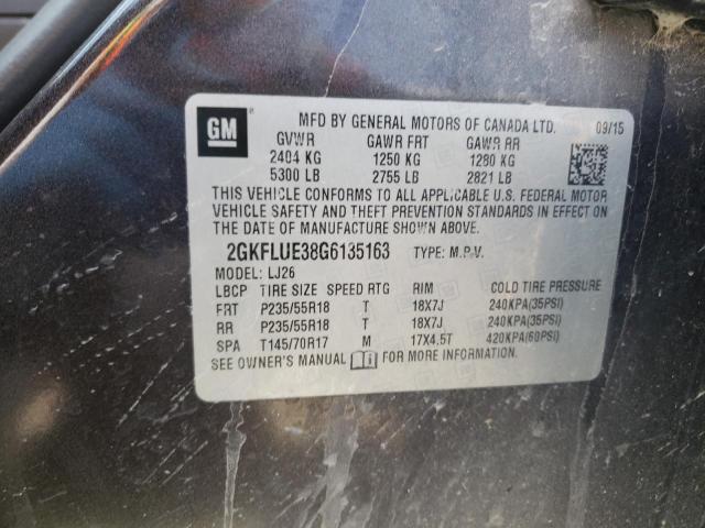 Photo 10 from auction – 2016 GMC TERRAIN SL with VIN 2GKFLUE38G6135163