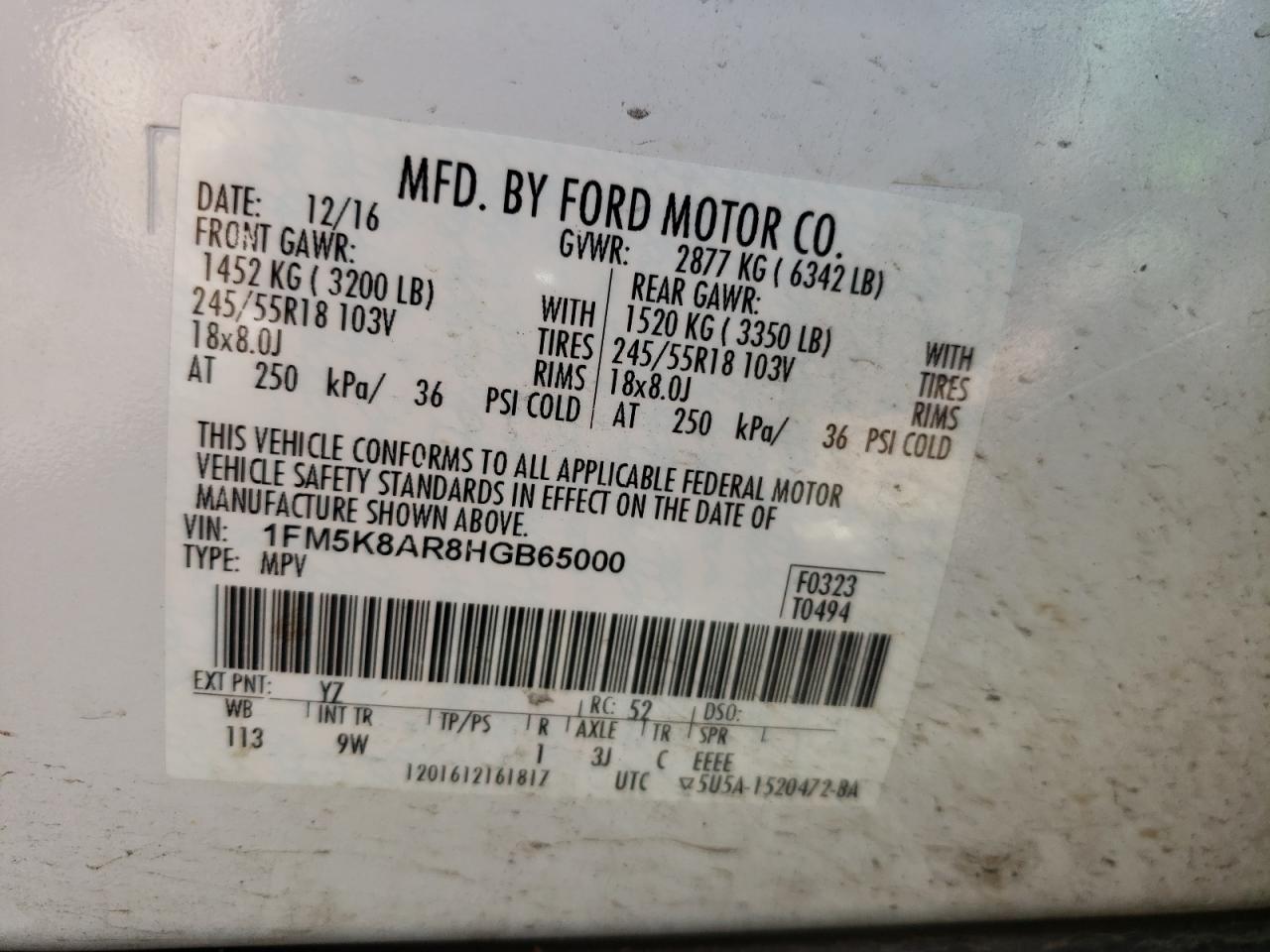 Photo 10 from auction – 2017 FORD EXPLORER P with VIN 1FM5K8AR8HGB65000