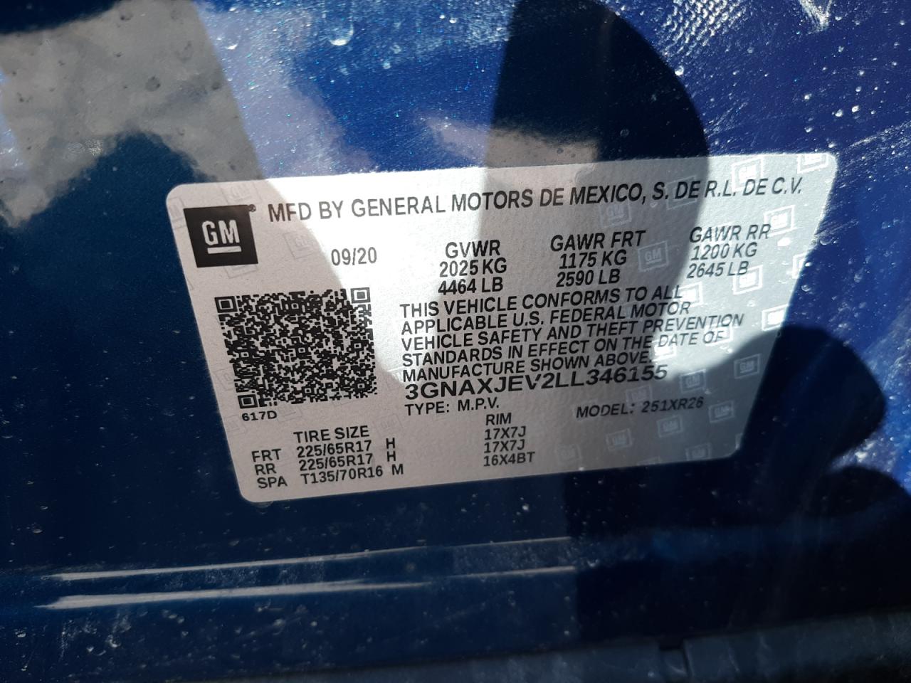 Photo 10 from auction – 2020 CHEVROLET EQUINOX LT with VIN 3GNAXJEV2LL346155