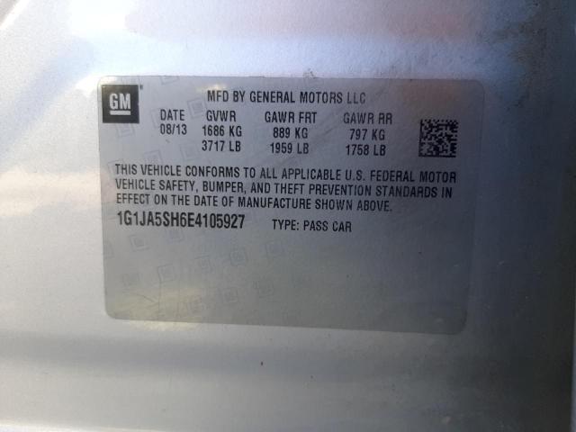 Photo 10 from auction – 2014 CHEVROLET SONIC LS with VIN 1G1JA5SH6E4105927