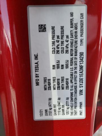 Photo 10 from auction – 2022 TESLA 3 with VIN 5YJ3E1EA3NF134290
