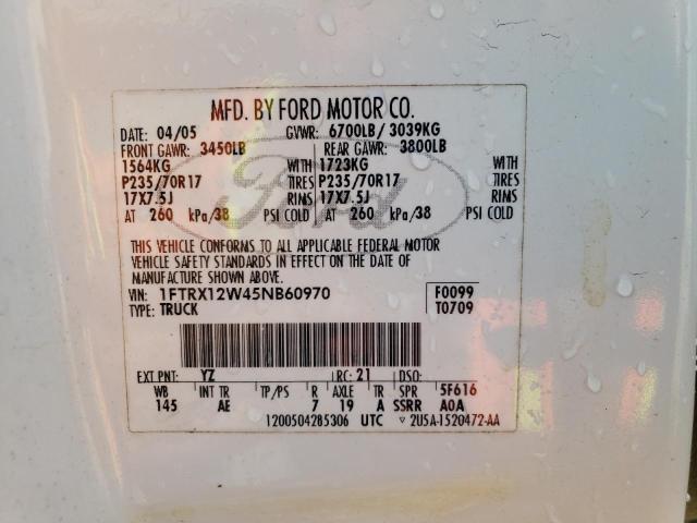Photo 10 from auction – 2005 FORD F150 with VIN 1FTRX12W45NB60970