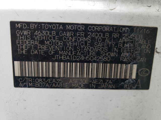Photo 10 from auction – 2017 LEXUS IS 200T with VIN JTHBA1D24H5042580