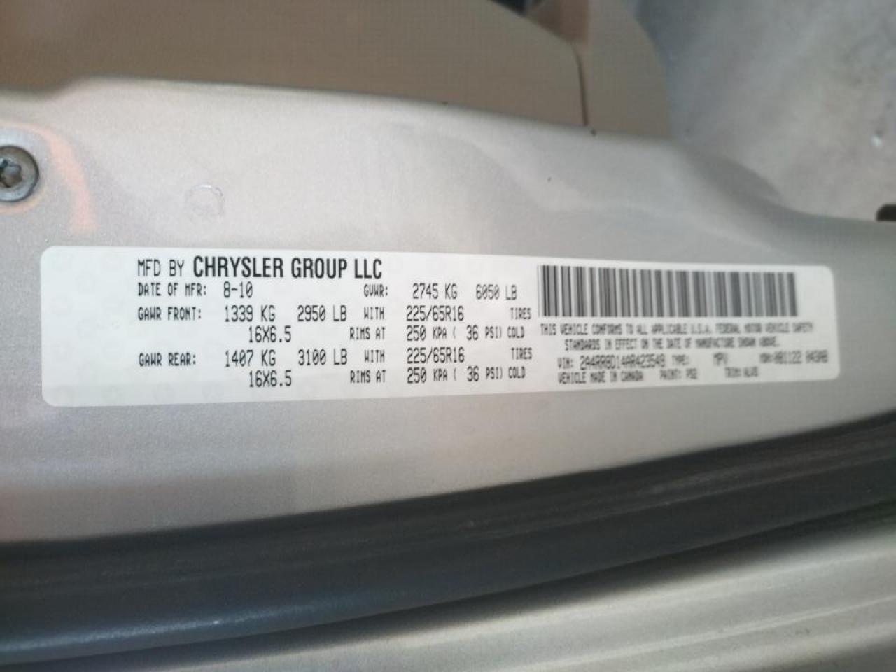 Photo 10 from auction – 2010 CHRYSLER TOWN & COU with VIN 2A4RR8D14AR423549