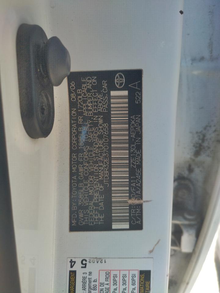 Фото 10 с аукциона – 2007 TOYOTA COROLLA CE с VIN JTDBR32E370107658