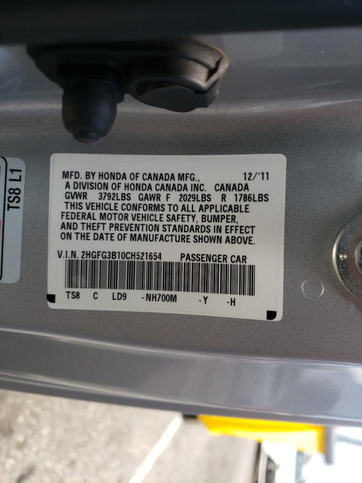 Photo 10 from auction – 2012 HONDA CIVIC EXL with VIN 2HGFG3B10CH521654