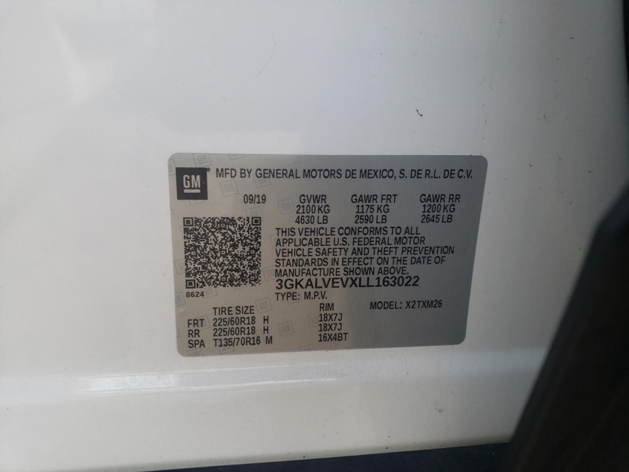 Photo 10 from auction – 2020 GMC TERRAIN SL with VIN 3GKALVEVXLL163022