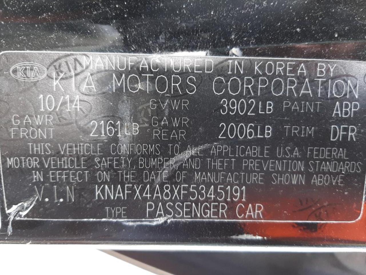 Photo 10 from auction – 2015 KIA FORTE EX with VIN KNAFX4A8XF5345191