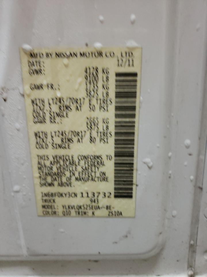Photo 10 from auction – 2012 NISSAN NV 1500 with VIN 1N6BF0KY3CN113732
