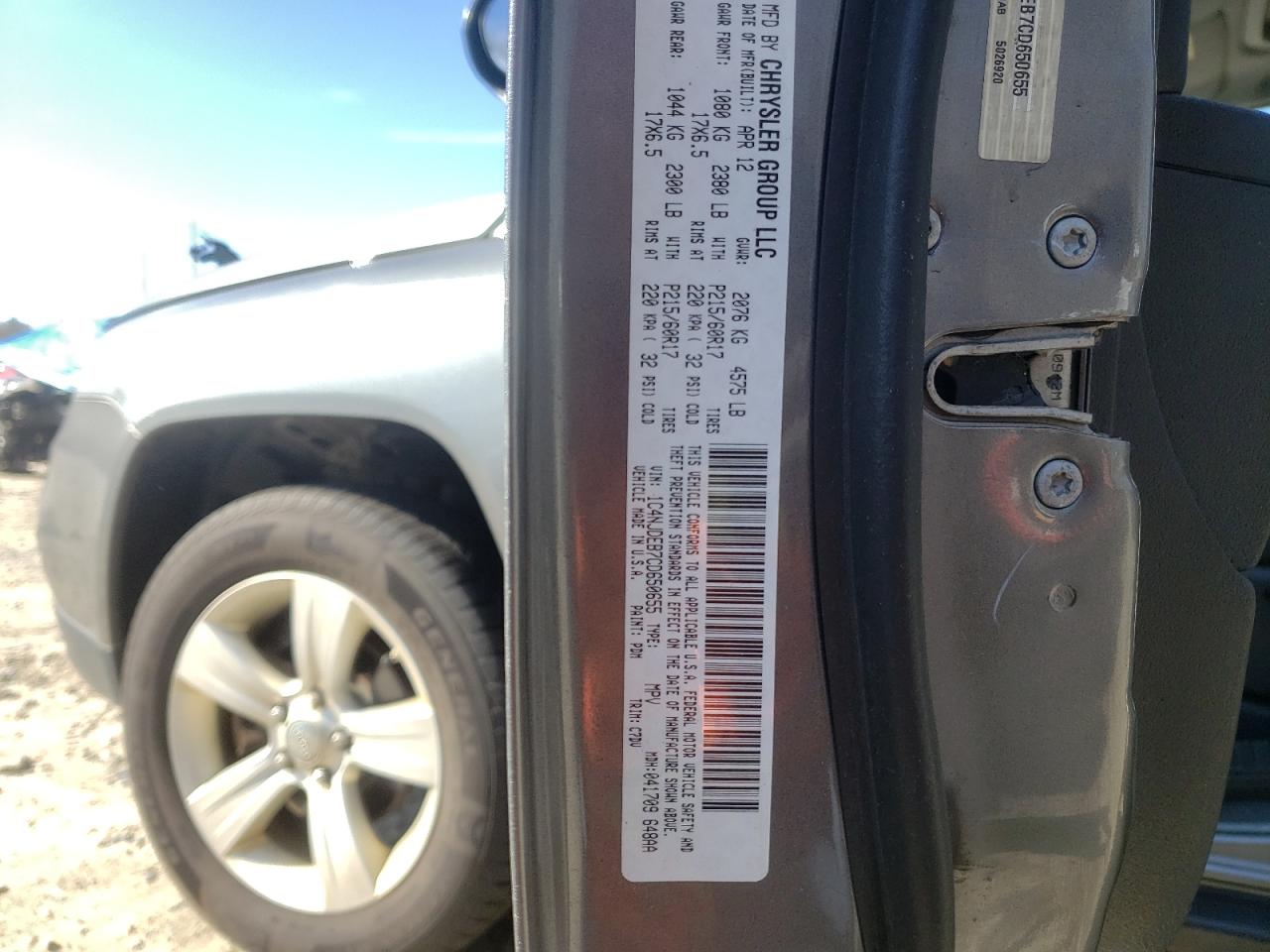 Photo 10 from auction – 2012 JEEP COMPASS LA with VIN 1C4NJDEB7CD650655