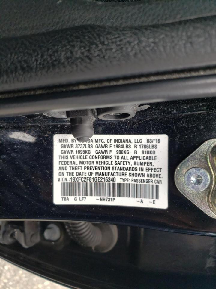 صورة رقم 10 من المزاد - 2016 HONDA CIVIC EX مع VIN 19XFC2F81GE216340