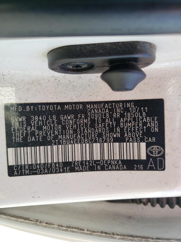 Photo 10 from auction – 2011 TOYOTA COROLLA BA with VIN 2T1BU4EE0BC716799