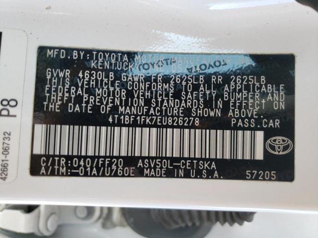 Photo 10 from auction – 2014 TOYOTA CAMRY L with VIN 4T1BF1FK7EU826278