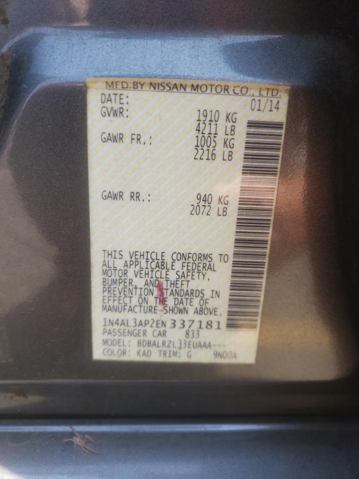 Photo 10 from auction – 2014 NISSAN ALTIMA 2.5 with VIN 1N4AL3AP2EN337181
