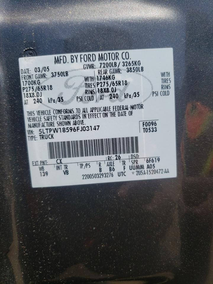 Photo 10 from auction – 2006 LINCOLN MARK LT with VIN 5LTPW18596FJ03147