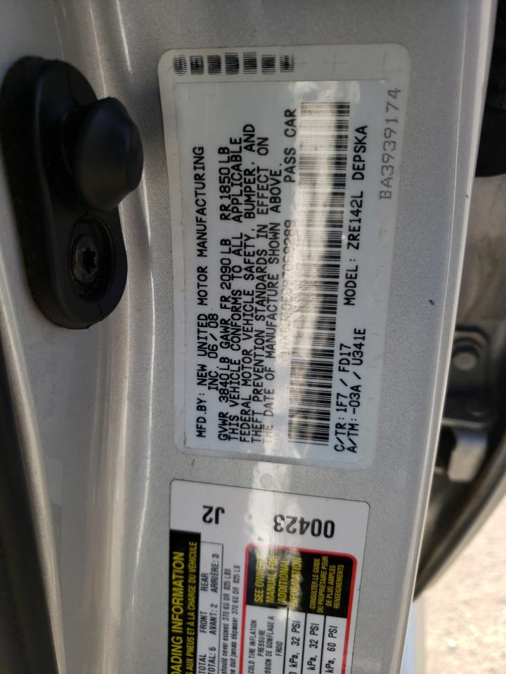 Photo 10 from auction – 2009 TOYOTA COROLLA BA with VIN 1NXBU40E69Z069289