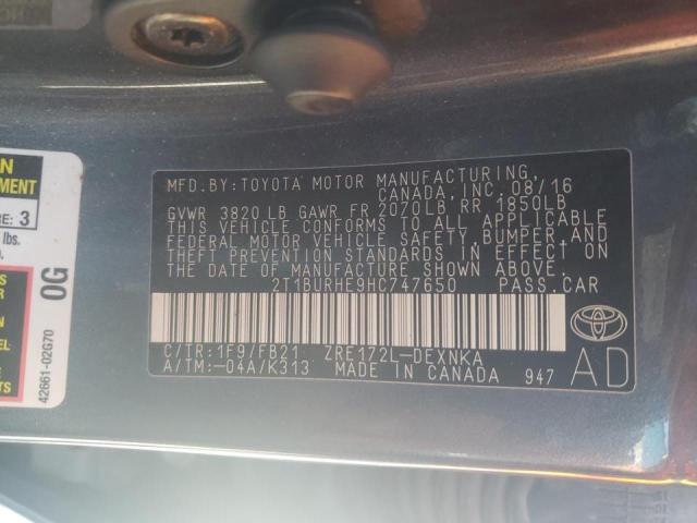 Photo 10 from auction – 2017 TOYOTA COROLLA L with VIN 2T1BURHE9HC747650