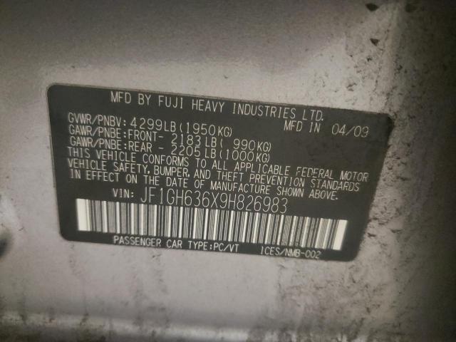 Photo 10 from auction – 2009 SUBARU IMPREZA OU with VIN JF1GH636X9H826983