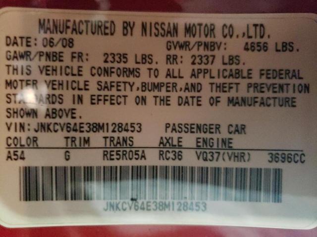 Photo 10 from auction – 2008 INFINITI G37 BASE with VIN JNKCV64E38M128453