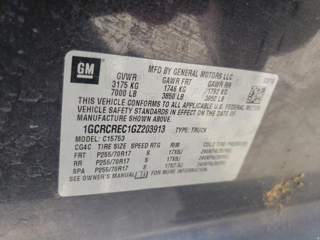 Photo 10 from auction – 2016 CHEVROLET SILVERADO with VIN 1GCRCREC1GZ203913