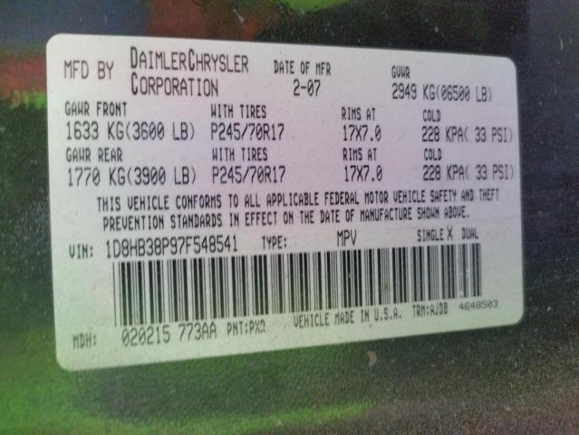 Photo 10 from auction – 2007 DODGE DURANGO SX with VIN 1D8HB38P97F548541