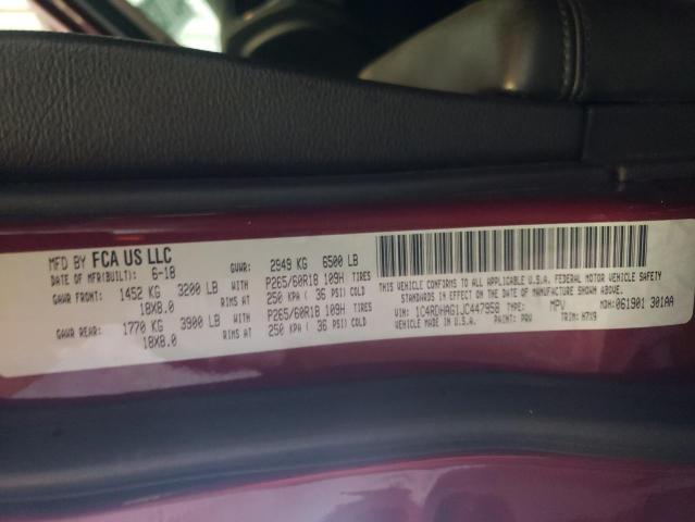 Photo 10 from auction – 2018 DODGE DURANGO SX with VIN 1C4RDHAG1JC447958