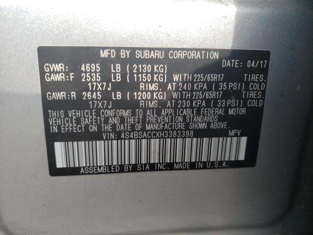 Photo 10 from auction – 2017 SUBARU OUTBACK 2. with VIN 4S4BSACCXH3383398