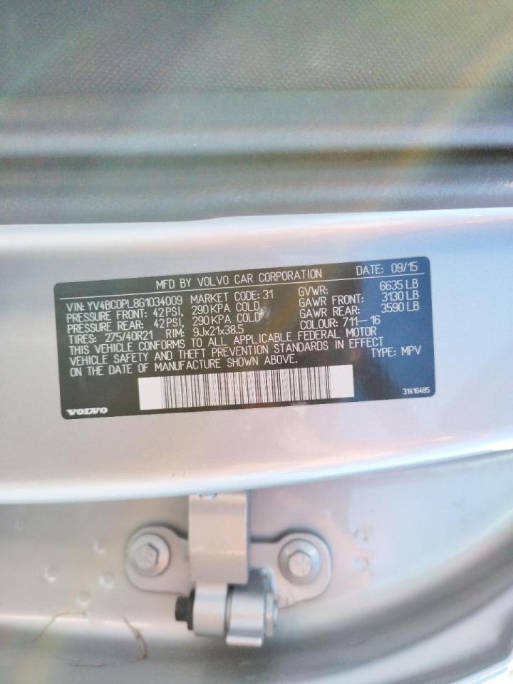 Photo 10 from auction – 2016 VOLVO XC90 T8 with VIN YV4BC0PL8G1034009
