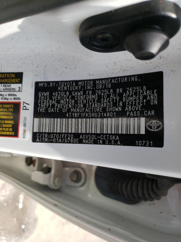 Photo 10 from auction – 2017 TOYOTA CAMRY LE with VIN 4T1BF1FK5HU314801