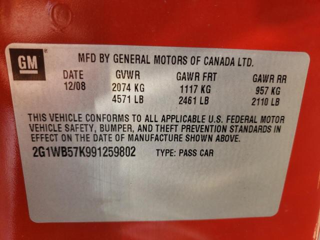 Photo 10 from auction – 2009 CHEVROLET IMPALA LS with VIN 2G1WB57K991259802