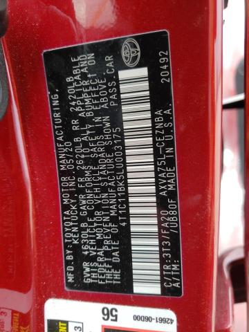 Photo 10 from auction – 2020 TOYOTA CAMRY LE with VIN 4T1C11BK5LU003175