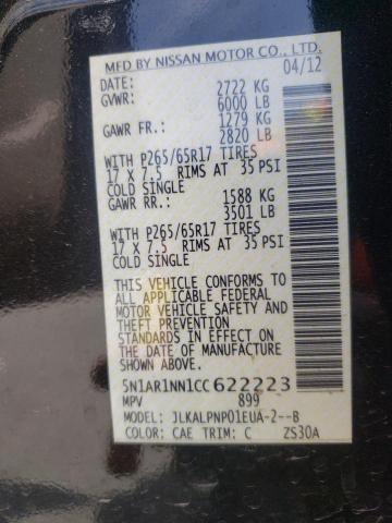 Photo 10 from auction – 2012 NISSAN PATHFINDER with VIN 5N1AR1NN1CC622223